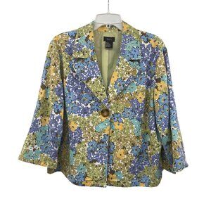 RQT Womens Floral Single Button Blazer Multicolor Size XL Pockets